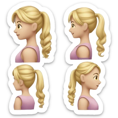 girl with blond hair in a ponytail sticker
