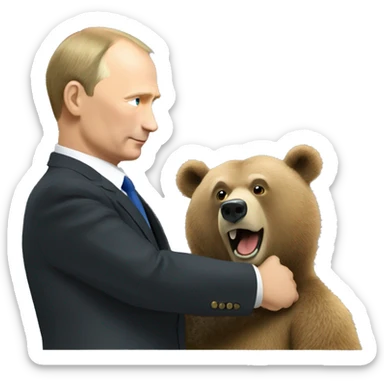 Putin petting a bear  sticker