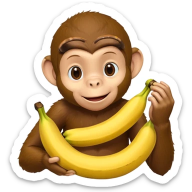 Curious George monkey peeling a banana sticker