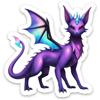 Shiny Ethereal Celestial Nebulae Salandit-Noivern-Espeon-Hybrid (Full body) sticker