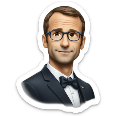 Macron avec des lunettes arc en ciel qui fait la fere sticker