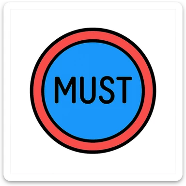 the road sign with the word must. don't use yelloe color sticker