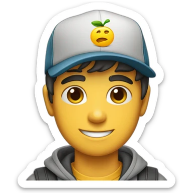 Ejoven moreno con una gorra. Está de pie, sosteniendo una prenda de ropa con ambas manos, como si estuviera exhibiéndola o mostrándola a alguien. sticker