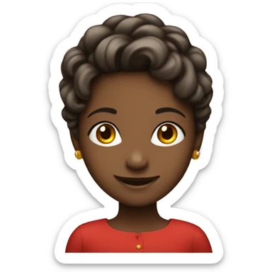 smiling girl in red dress sticker