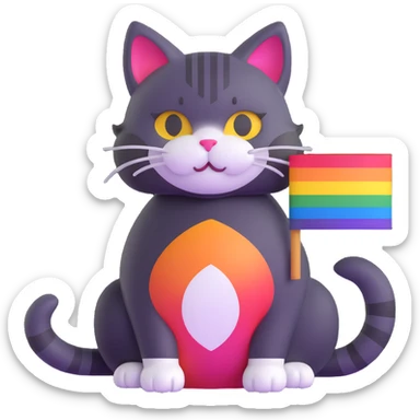 cat with pride flag colors sticker