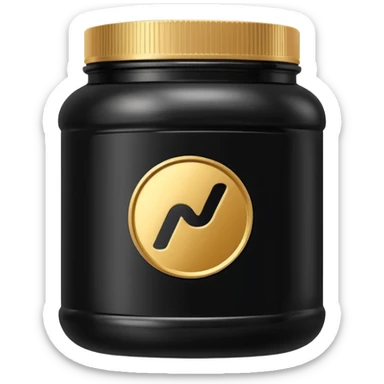 Whey protein jar in black colour and golden lable sticker