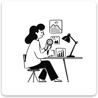 researcher analyzing data with charts and graphs sticker