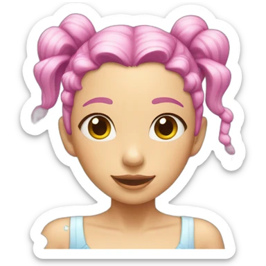girl with colored hair in pigtails in bath foam sticker