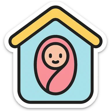 vector icon of a baby house in pastel flat design, round edges, white background, simple minimal icon style sticker