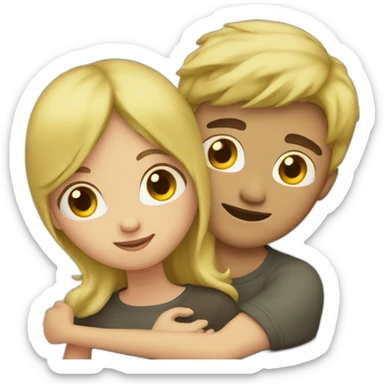 Blonde girl hug with a brown hair man  sticker