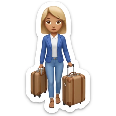 woman carrying a suitcase portrait, head and shoulders only, suitcase handle visible near shoulder, casual travel outfit, confident expression, travel vibe, 3D cartoon style, mobile game icon style, clean background, no text, no watermark sticker