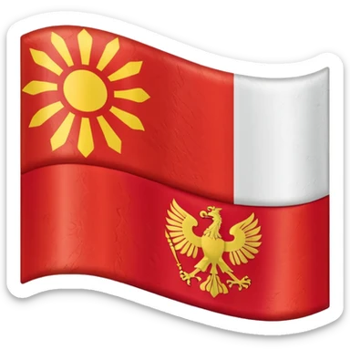 a flat flag that is split down the middle of half the polish flag and half the macedonian flag sticker