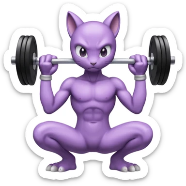 Mewtwo lifting weights sticker
