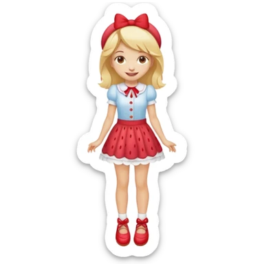 pretty and cute realistic modern day strawberry shortcake full body with red shoes emoji sticker