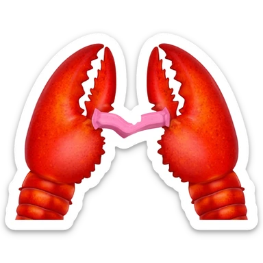 lobster claws with spread out pink chewing gum between the claws sticker