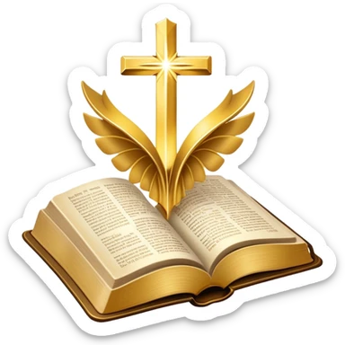 The Holy Bible Book Flipped Open With Glorious Divine Gold Shine beaming out of it  sticker