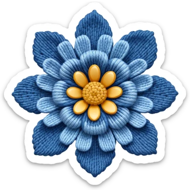 Denim crochet flower sticker
