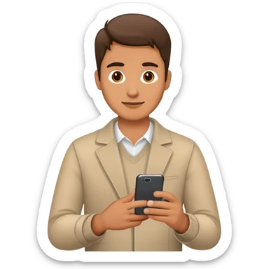 A man with his smartphone sticker