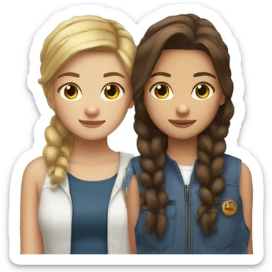 Tow girls one have a brown hair and tall and one have a brown hair but short sticker