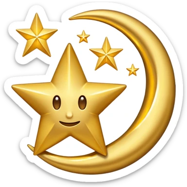 Star and Crescent emoji with black background and no face only star and crescent. sticker