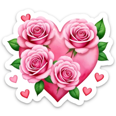 roses and pink hearts  sticker