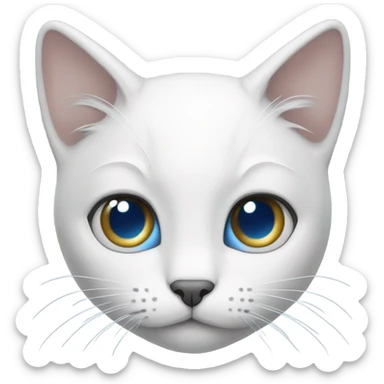 White cat with blue eyes and gray ears  sticker