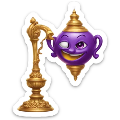 genie coming out of the lamp purple sticker