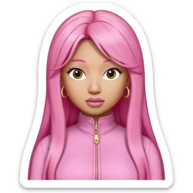 Nicki Minaj long pink hair, pink jumpsuit sticker