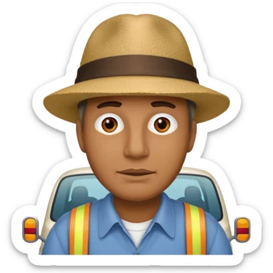 homme créole réunionnais  avec chapeau embouteillage route  sticker