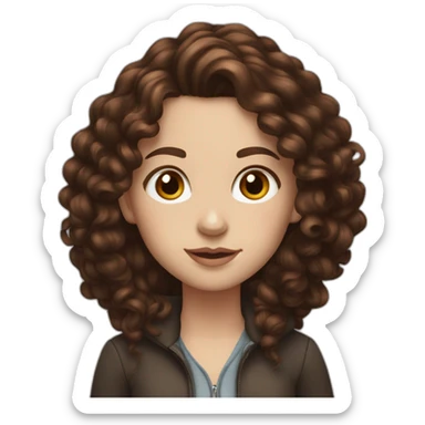 WHITE GIRL WITH LONG, DARKISH BRUNNET, CURLY HAIR WITH A DARK RED HUE AND A LIGHT SPRAY OF FRECKLES sticker