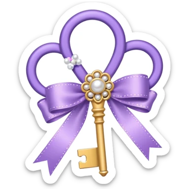 aesthetic key with a lilac style ribbon and pearls sticker