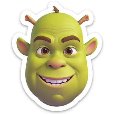 Shrek as a baddie with mischievous expression sticker