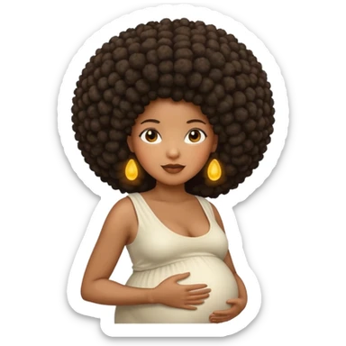 pregnant black woman with afro sticker