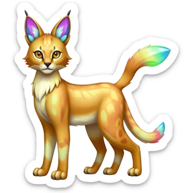 An iridescent colorful lynx-caracal-serval-fakemon-Digimon-creature-hybrid sticker