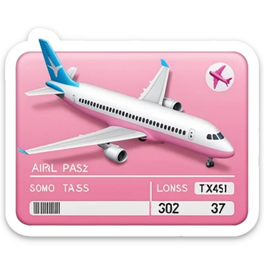 pink boarding pass airplane sticker
