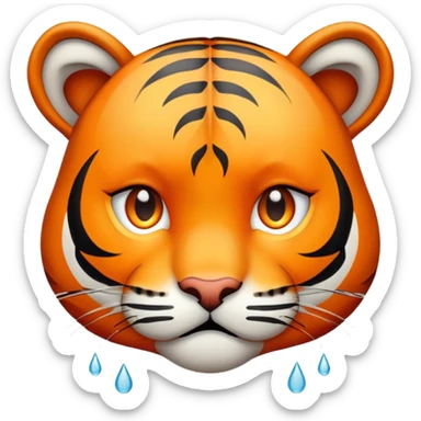 cute tiger crying with tears, sad face sticker