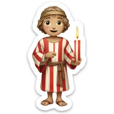 11th century european child with tunic with horizontal red stripes and white candle sticker