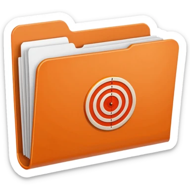 orange file folder with target on the cover sticker