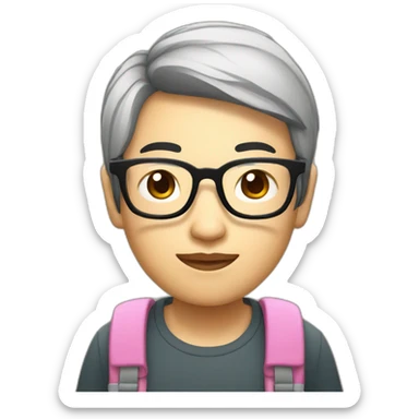 Apple style Asian developer with glasses and a cup of bubble tea sticker