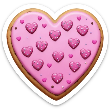 Heart cookie with pink chips with glitter sticker
