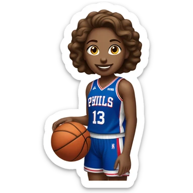 Basketball girl player with Sixers jersey sticker
