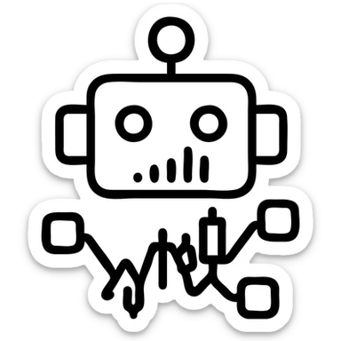 minimal abstract symbol for an automated trading bot, inspired by blockchain and digital finance, with a futuristic tech feel, very clean and modern sticker