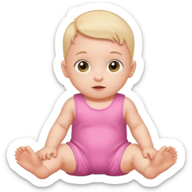 Baby in pink romper crawling sticker