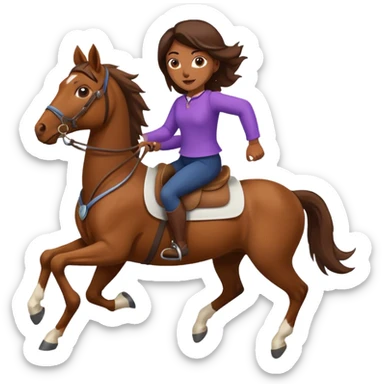 A girl on a horse that's running sticker