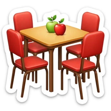 a table with four chairs, clean and clear, apple iOS emoji style sticker