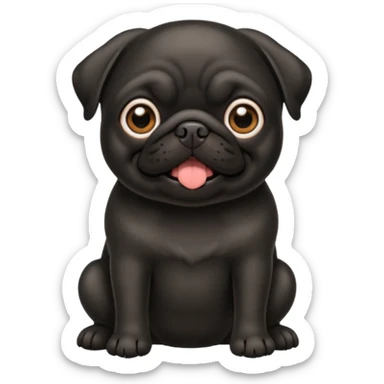 black pug playful expression sticker