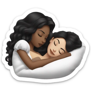 sleeping beauty black hair white girl with a silk pillow sticker