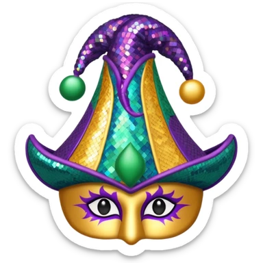 festive Mardi Gras jester hat sticker