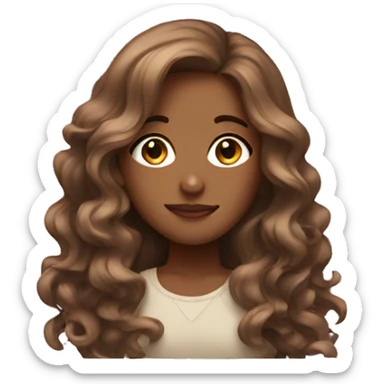 A light brown girl with long curled hair sticker