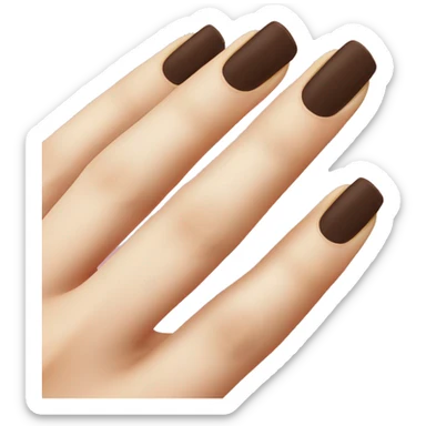 manicure with dark brown square nails sticker